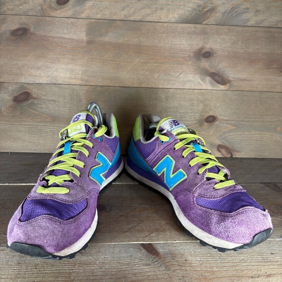 new balance 574 womens size 9 shoes purple suede athletic running sneakers - Picture 3 of 8